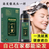 泡泡出彩染发膏天然植物纯黑色一洗黑不沾头皮盖白发发自己在家染发剂100% 自然黑400ml