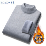 罗蒙（ROMON）男士半高领套头毛衣加绒加厚打底针织衫休闲上衣外套男灰色4XL