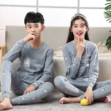 糊图狗（HUTUGOU） 新款秋冬童装男女童纯棉内衣套装中大童儿童秋衣秋裤保暖内衣居 中大童套装银灰猫 170 建议身高165左右