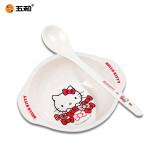 五和（WUHE）儿童饭碗双耳宝宝辅食碗家用耐摔卡通可爱婴儿小猪佩奇餐具食品级 红猫碗250ml+勺子[适0-3岁]