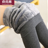 俞兆林打底裤女加绒加厚秋冬竖条纹纯色棉质外踩脚保暖袜女士连脚一体裤 深灰  350克加绒 连脚款
