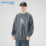 真维斯（Jeanswest）卫衣男士圆领潮牌2026秋季上衣潮流宽松套头男士外套铁灰色2XL