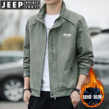 JEEP SPIRIT吉普夹克男春秋季外套男士立领上衣棒球服工装潮流成熟商务青年邮 2110绿色 加绒 XL（135-145斤）