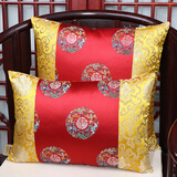 艺必旭（YI BI XU）艺必旭红木沙发靠垫中式抱枕靠枕绸缎古典靠垫实木抱枕扶手枕定制 红福字+明黄富贵 50*50CM含芯
