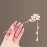 乐喵（LEMIAO）铃兰花珍珠流苏古风发簪女小众设计新中式汉服簪子后脑勺盘发发饰 花朵发簪B06-204