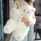 紫彤可爱炸毛墩墩鸭玩偶猫咪抱枕沙发客厅靠枕睡觉夹腿网红女生日礼物 炸毛白猫 70厘米