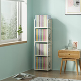 SOFS书架落地客厅置物架简易学生书本收纳架子卧室床头钢制铁艺小书柜 【窄款】白色/4层