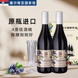 乌拉纳茨【塞尔维亚国家馆】原瓶进口蓝莓樱桃果酒女士微醺低度水果酒年货 蓝莓果酒750ml*2瓶+酒杯礼盒装
