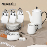 Mongdio欧式咖啡杯套装小精致拿铁杯 办公室创意陶瓷杯碟勺 黑釉6件套-套头 套装