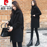 皮尔卡丹（pierre cardin）品牌毛呢外套女秋冬季新品小个子中长款外搭赫本风黑色呢子大衣 加厚 黑 色【 款】 M【建议95-105斤】