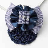 阿表妹 职业头花发网头花网兜发套发夹空姐护士银行酒店盘发蝴蝶结饰品 保洁款蓝色粗网