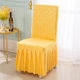 芊思曼（qiansiman） 定做酒店饭店餐厅椅子套连体餐桌座椅套婚庆宴会凳子套罩布艺 双钩花金黄(木头椅子)