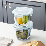 希乐扣Cilock 耐热玻璃饭盒方形便当盒汤碗烤箱冰箱微波炉保鲜盒两只装1000ML