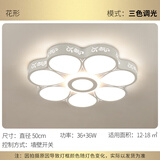 卧室灯吸顶灯圆形遥控led灯具简约现代温馨浪漫薄家用房间灯 花朵 直径50cm  36w三色