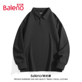 班尼路（Baleno）华夫格POLO衫男秋季简约纯色复古百搭长袖上衣基础款宽松外套男士