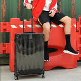 博拜复古男女铝框拉杆箱万向轮旅行箱登机密码箱行李箱29英寸托运箱 黑色LMH铝框 26英寸-中长途旅行