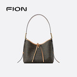 菲安妮经典印花托特包2025年新款时尚大容量单肩包斜挎包生日礼物 啡/茶【中款】