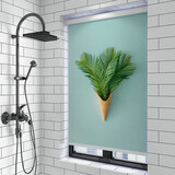 旺厨坊 卫生间窗帘免打孔防水洗手间厕所浴室升降百叶窗户遮挡遮光卷帘 小绿植