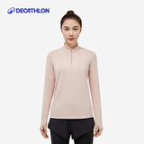 迪卡侬（DECATHLON）t恤健身服女跑步运动瑜伽半拉链立领长袖速干上衣 肉粉色 M /40