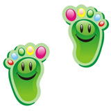 蓒鹬小脚丫地贴幼儿园学校地面台阶贴儿童房卡通防水自粘脚印学步贴纸 无字脚丫【绿色】15对