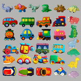 贝可麦拉（beikemaila）儿童石膏娃娃彩绘填画画涂色小熊白模涂鸦手工DIY幼儿园玩具礼物 10个随机汽车恐龙+12色颜料2画笔