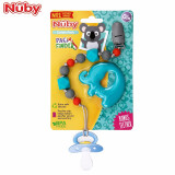 Nuby婴幼儿硅胶牙胶链防掉链 蓝色 1只装
