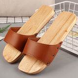 畅印 夏季创意木拖鞋男休闲木屐情侣木鞋女足底穴位脚底按摩拖鞋 平面男棕咖啡 41