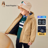 暇步士（Hush Puppies）童装儿童厚风衣冬季新款男女大童纯色摇粒绒外套时尚厚风衣 暖卡其 140 cm