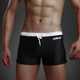 璐斯凯（LUSiKAi） 泳裤男士泳衣游泳裤平角男温泉低腰速干大码 黑色402 L (170/85)