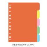YOQUN 活页本子隔页纸 手帐分页纸 6孔 活页笔记本彩色分类索引纸 A4-五色卡