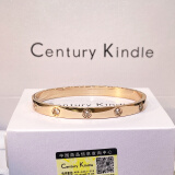 CENTURY& KINDLE轻奢高级感满天星情侣手镯刻字男女简约带钻钛钢玫瑰金色开口手镯 宽版十钻手镯-玫瑰金色【小号】