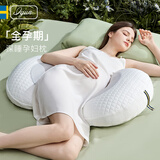 爱孕孕妇枕头护腰侧睡枕多功能u型枕孕期侧卧托腹抱枕孕妇礼物 利休格白（配原装月牙枕） 【进口COOLMAX-AIR排湿速干】