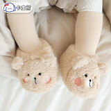卡度熊婴儿袜子秋冬婴儿鞋宝宝学步鞋地板袜防滑加厚羊羔绒软底新生儿袜 卡其熊 脚长12-14cm（6-12个月）