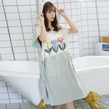 艾维乐浴巾带帽家用女可裹穿式新款珊瑚绒吸水速干不易掉毛斗篷浴裙浴袍 浴裙斗篷-美丽的花园 70x95cm
