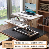 全品屋升降电脑桌升降工作台电脑升降支架台站立式升降办公书桌 无级升降-白桌双层65cm（小工位首选）
