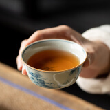 兮元记草木灰纯手绘茶杯主人杯单杯个人大容量陶瓷品茗杯功夫茶盏普洱杯 草木灰手绘山水主人杯-简装