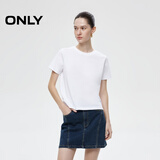 ONLY2025秋季新款简约舒适基础纯色圆领正肩短袖T恤女|125101058 A43 奶油白色 M (165) 84A