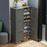 蔻丝鞋柜门口简易多层家用大容量塑料鞋架极简灰