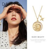 DAISY BEAUTY【赵今麦同款】硬币项链女银锁骨链小众轻奢颈链七夕生日礼物 月亮女神项链