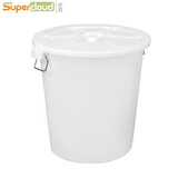 Supercloud(舒蔻)  大白桶大水桶 圆形塑料桶大号酒店厨房工业储水桶环卫物业大容量垃圾桶加厚带盖 白色200L