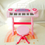 俏娃宝贝 儿童电子琴多功能手拍鼓小钢琴带话筒宝宝音乐女孩玩具生日礼物 粉色耐摔鼓琴 可接手机+充电套装