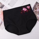 康丽霞 女士内裤女棉质高腰内裤大码无痕收腹提臀透气女式三角短裤头 黑色 XXL码（适合135-155斤）