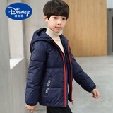 迪士尼（Disney）儿童羽绒棉服2025新款短款外套男童秋冬中大童连帽保暖潮 藏青色 150
