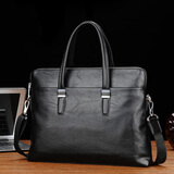 SAQIDAISHU拜登袋鼠公文包男商务手提包男士单肩斜跨包电脑包文件包公务包 黑色 14英寸