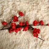 花艺赫家饰  仿真梅花枝假花摆件绢花腊梅干花桃花客厅摆设花束中式家居装饰 70cm大红色中式梅花【5支】