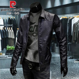 皮尔卡丹（pierre cardin）高档真海宁皮衣男春秋季中青年男士外套休闲痞帅机车男修身皮夹克 黑色 春秋款 XL 120-135斤