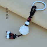 菩提子汽车钥匙扣挂件 手工莲花创意 男女礼物手机链包包挂件饰品 紫檀木【钥匙环扣款】