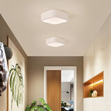 世尊 简约现代LED过道灯走廊灯玄关入户门厅灯北欧阳台衣帽间吸顶灯具 小号方白15cm【三色】