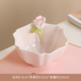 一念方圆纯手工捏花女主人杯品茗杯办公粉色功夫茶具单杯陶瓷喝茶杯家用 手捏玫瑰杯（粉）
