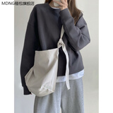 单肩包斜挎包 男士帆布包黑色ins百搭潮学生日系原宿斜挎包单肩帆布袋chic大容量 白色